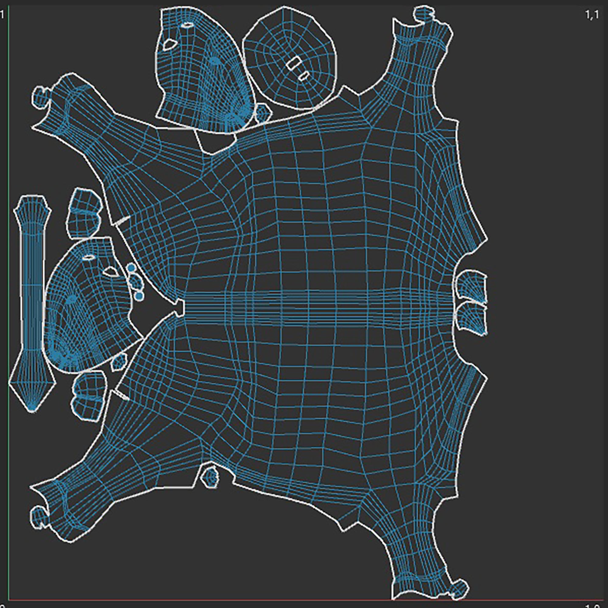  brown and white cow Low-poly 3D model_13