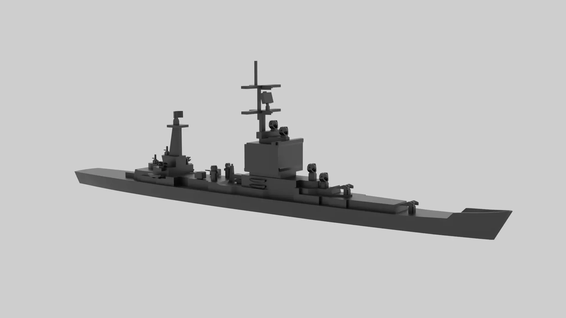 USS Long Beach - Model for small scale printing 3D print model_0