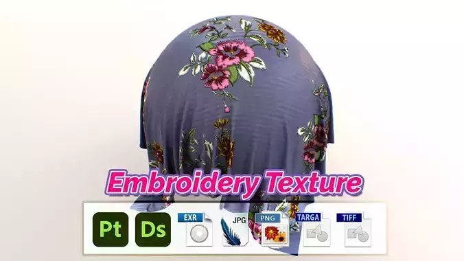 Embroidery Flower Texture for Multiple 3D Applications