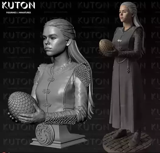 Rhaenyra statue of game of thrones character 3D print model