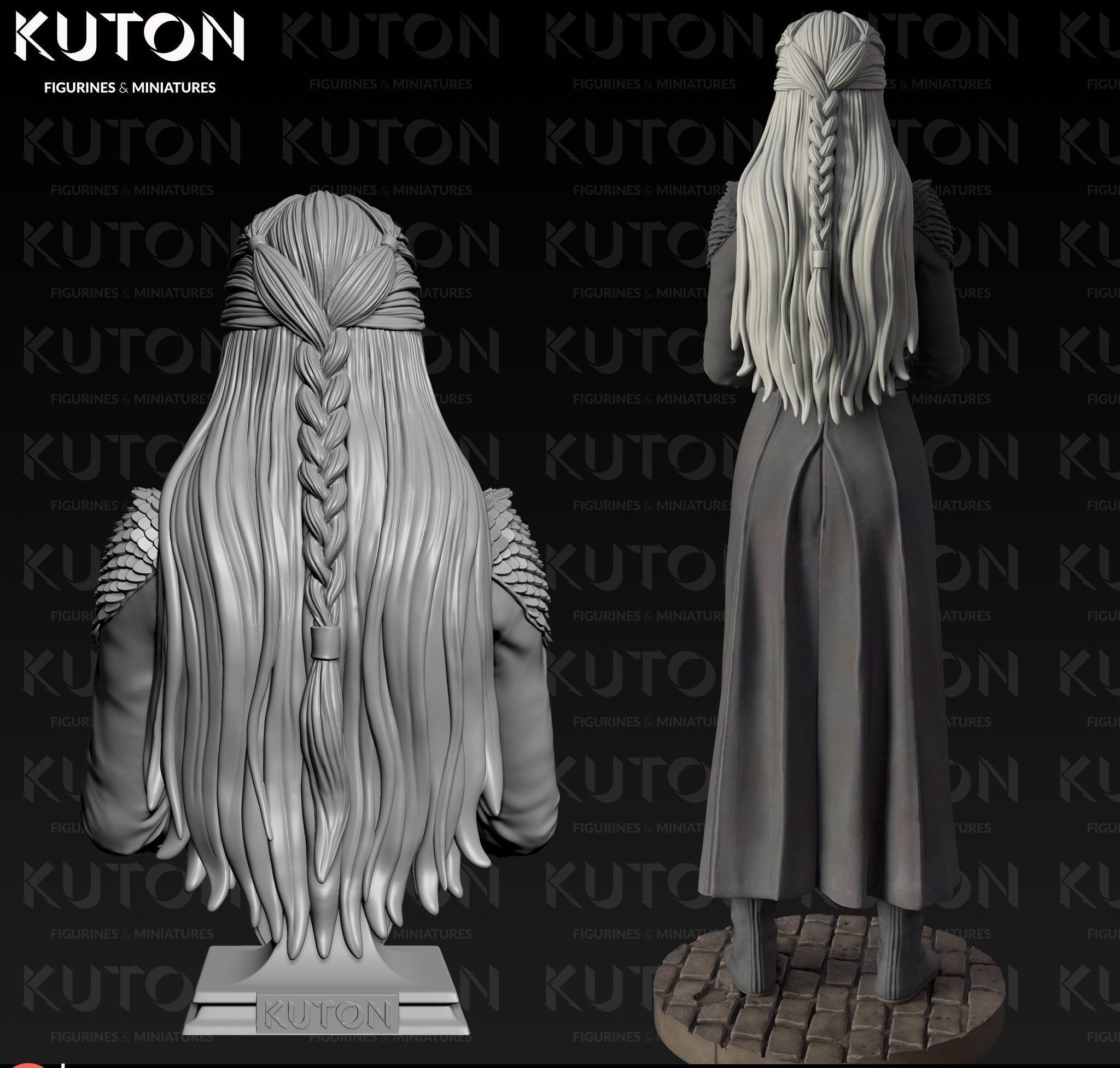 Rhaenyra statue of game of thrones character 3D print model_3