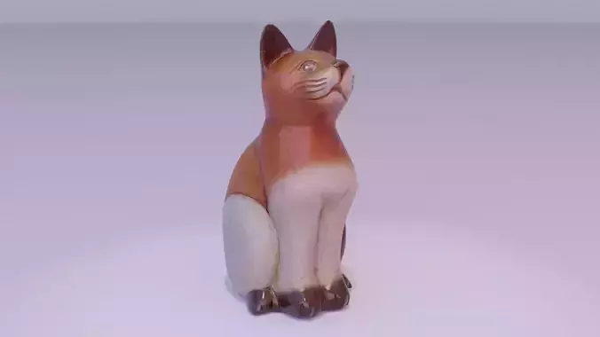 Cat wood statue 01