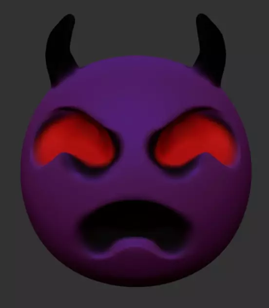 Devil Emoji Low-poly 3D model_0