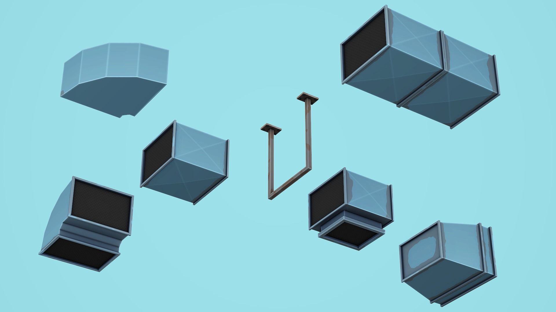 Modular Ventilation - Low Poly Mobile Ready Low-poly 3D model_7