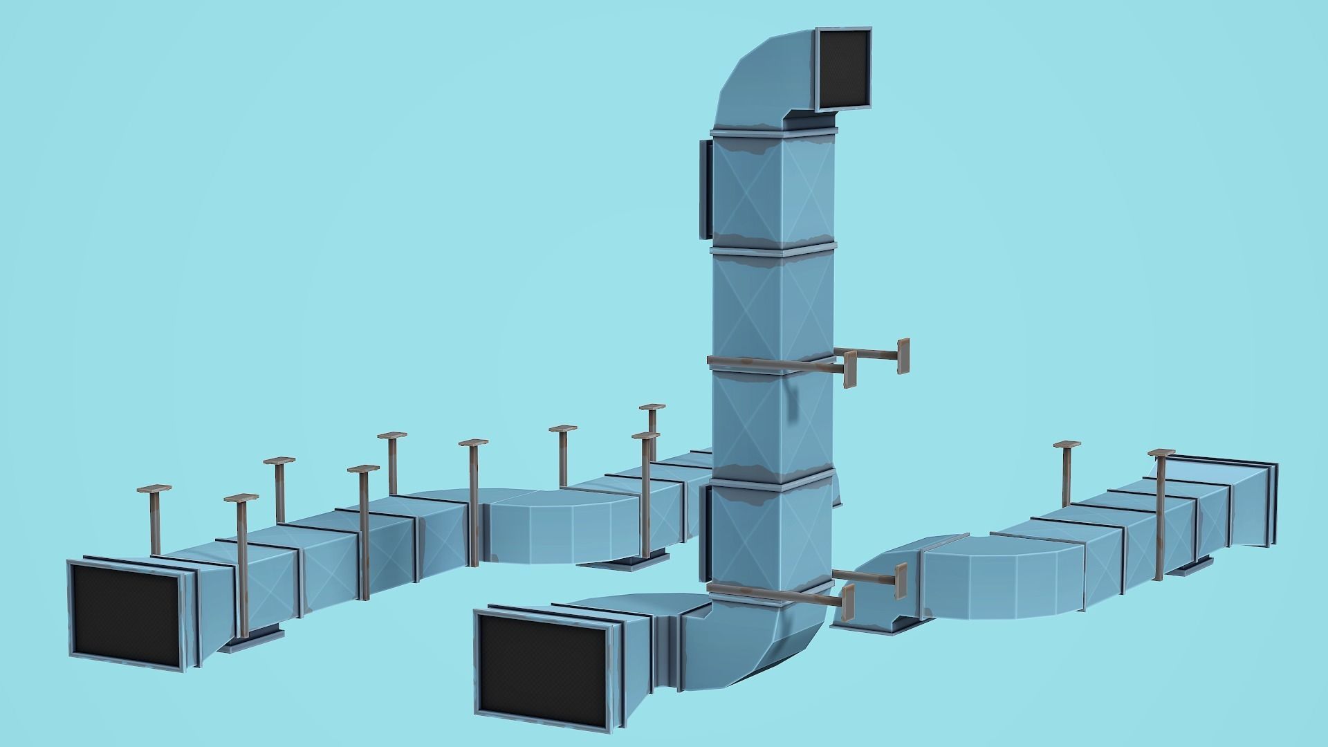 Modular Ventilation - Low Poly Mobile Ready Low-poly 3D model_2