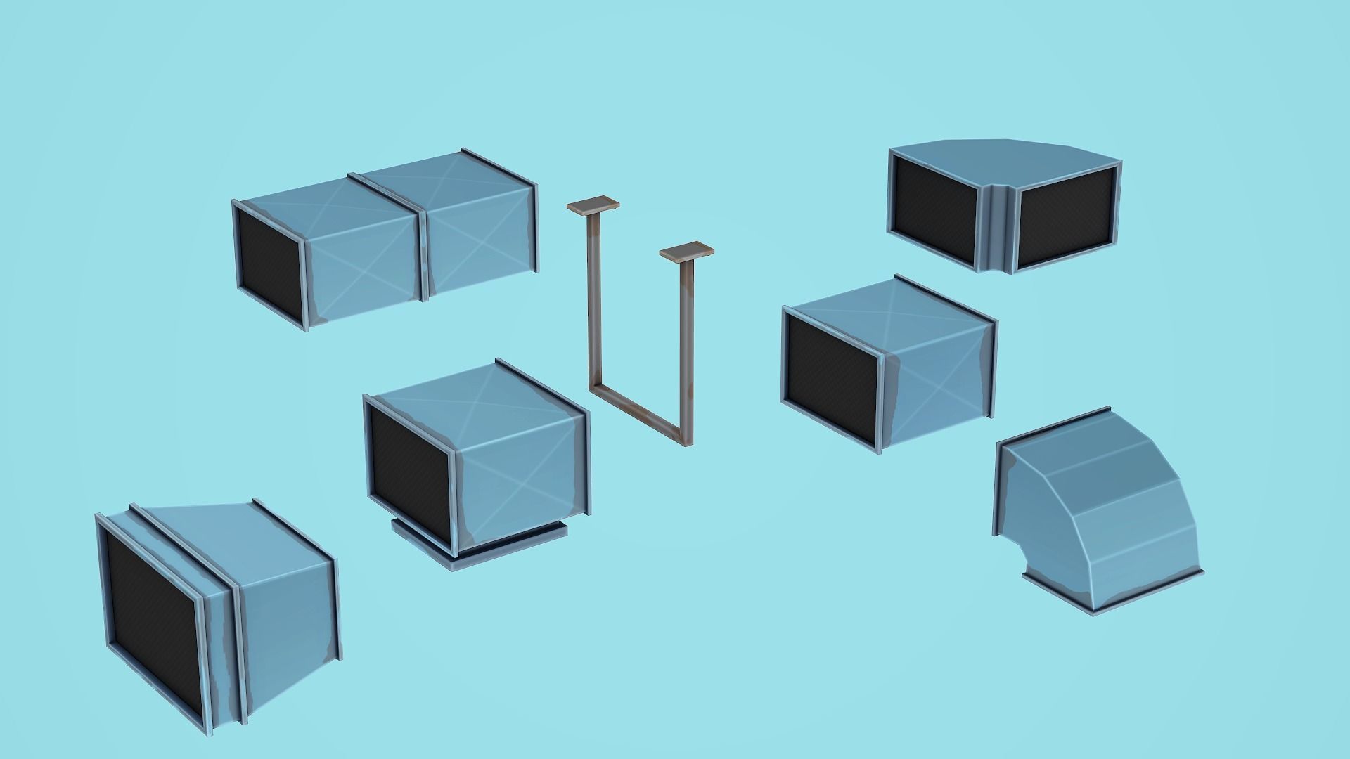 Modular Ventilation - Low Poly Mobile Ready Low-poly 3D model_6