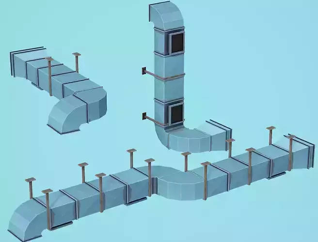 Modular Ventilation - Low Poly Mobile Ready Low-poly 3D model