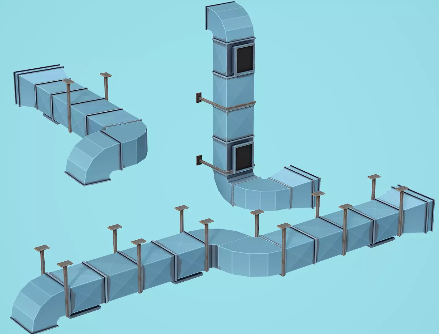 Modular Ventilation - Low Poly Mobile Ready Low-poly 3D model_0