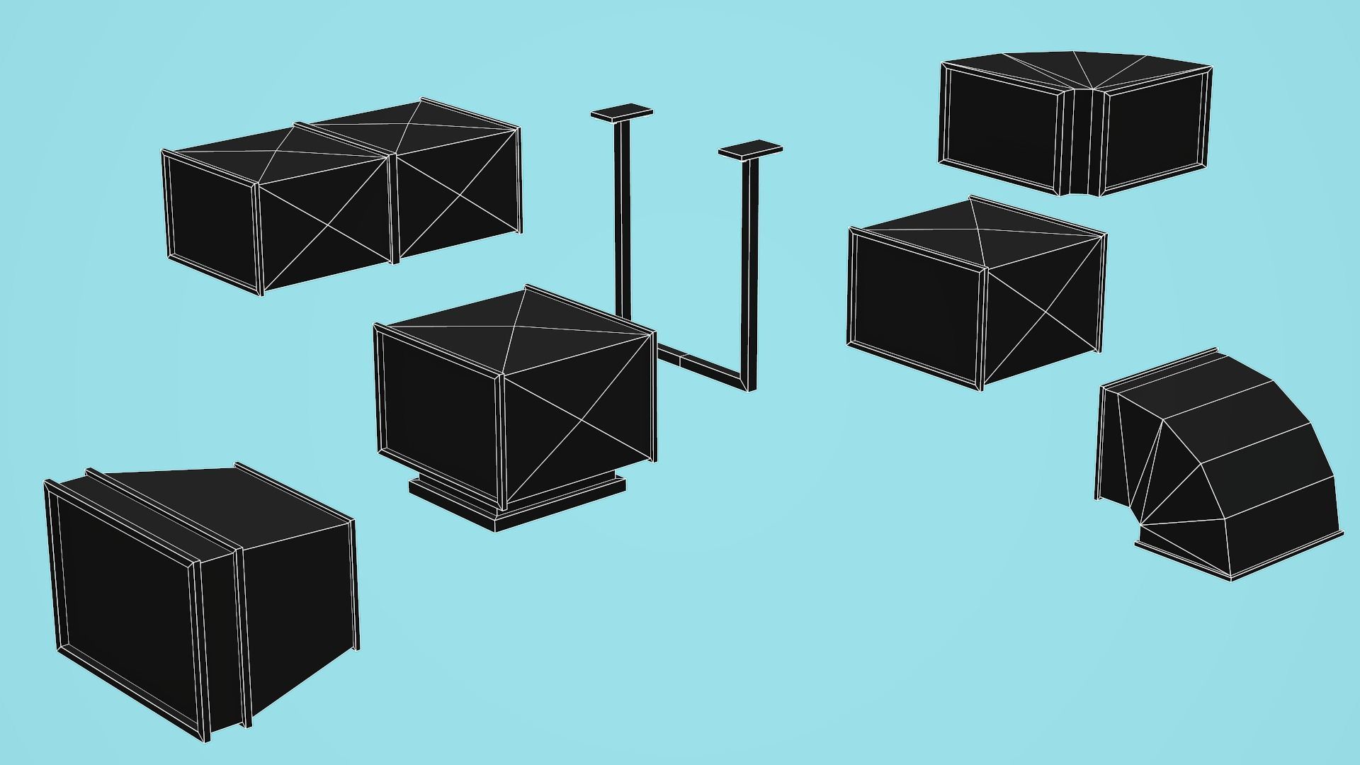 Modular Ventilation - Low Poly Mobile Ready Low-poly 3D model_9