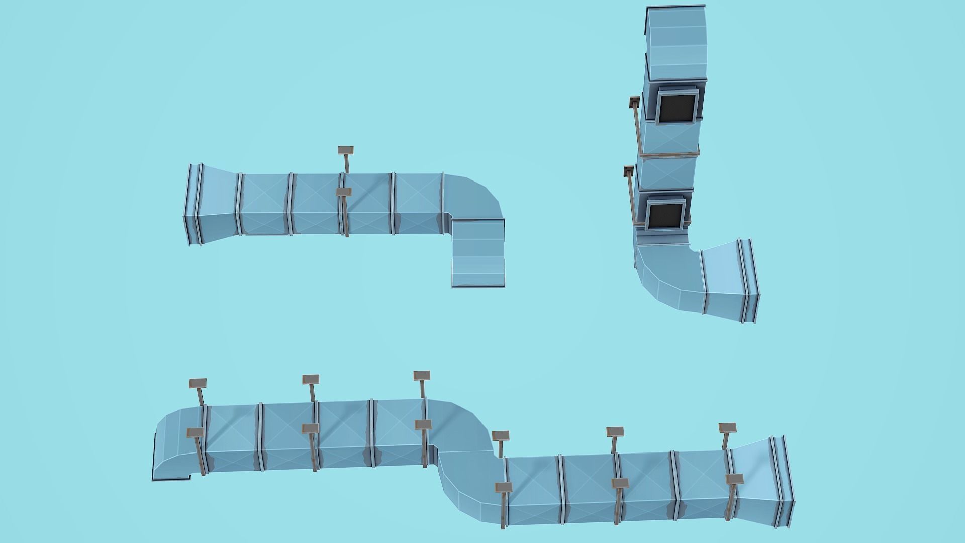 Modular Ventilation - Low Poly Mobile Ready Low-poly 3D model_1