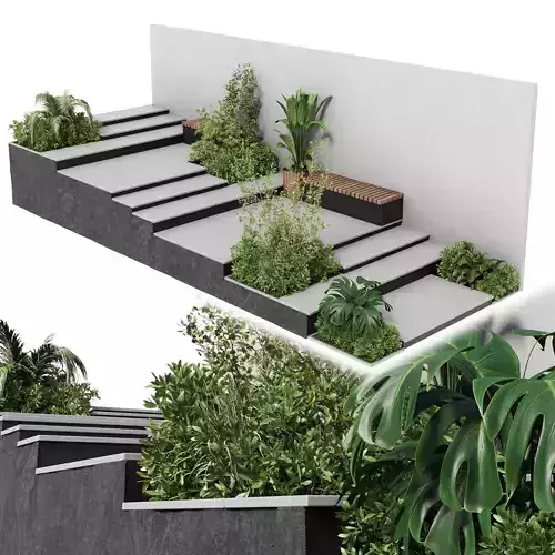 Landscape Furniture stairs with plant and Garden