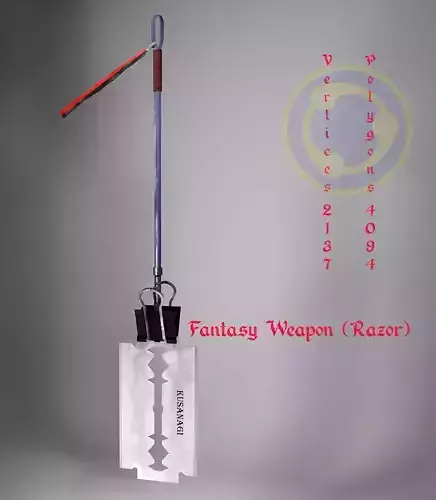 Low poly model of a two-handed fantasy weapon Razor