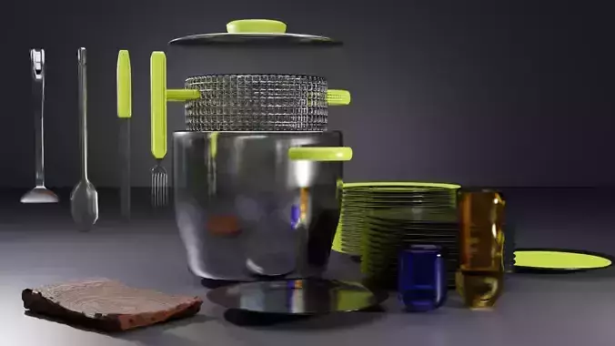 lowpoly COOKING KITCHEN SILVERWARE