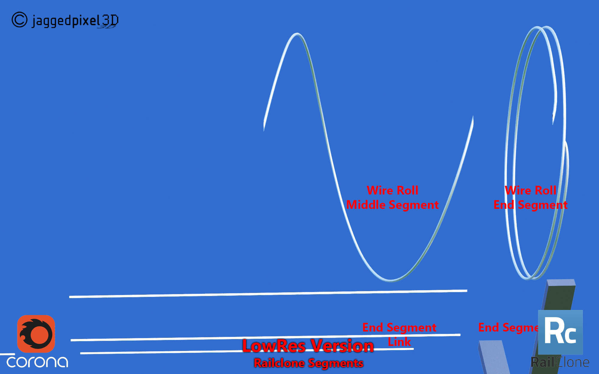 Barbed Wire Fence Railclone System - 3 types 3D model_7