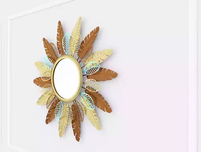 Decorative Metal Mirror plants with gold stainless m14