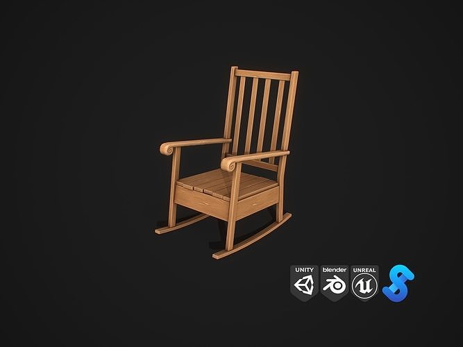 Stylized Rocking chair Low-poly 3D model