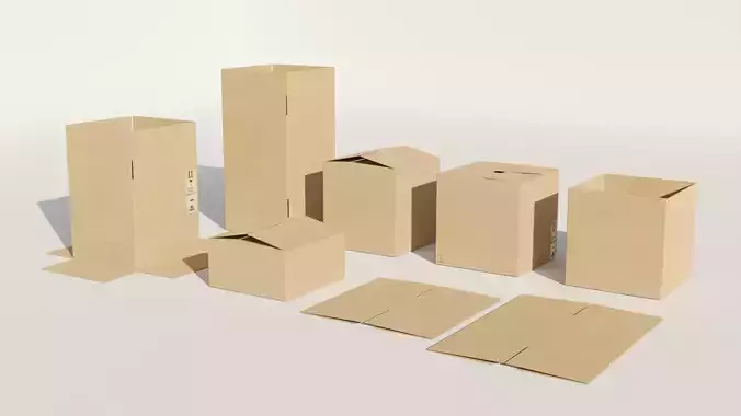 Low-Poly Cardboard Boxes Low-poly 3D model