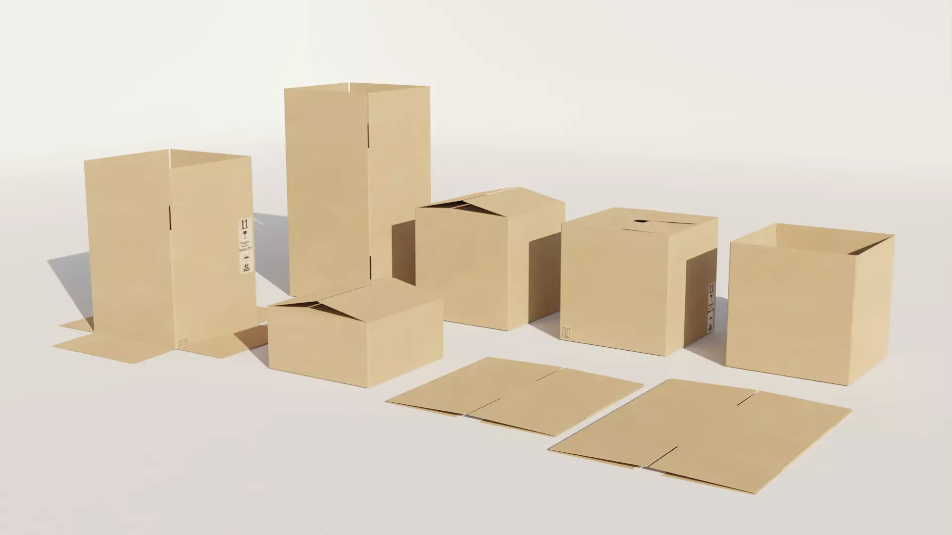 Low-Poly Cardboard Boxes Low-poly 3D model_0