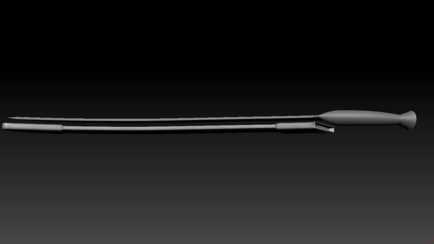 High-poly model Elf sword and scabbard 3D model_3