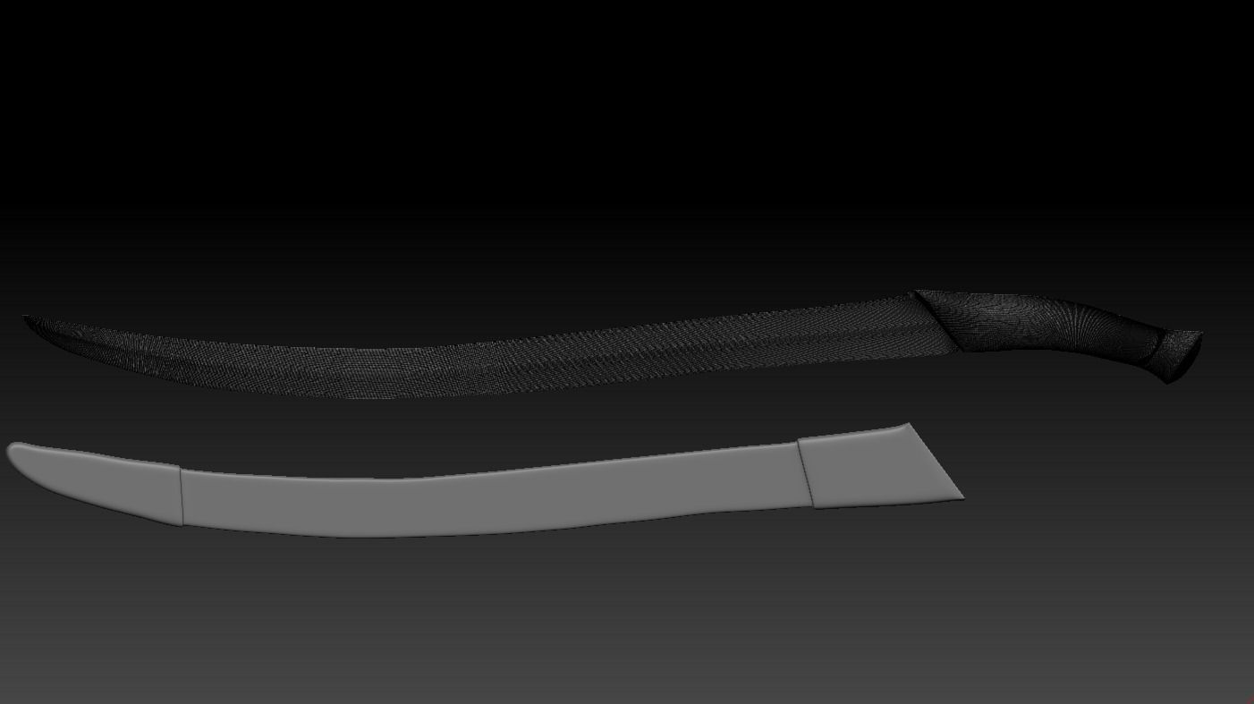 High-poly model Elf sword and scabbard 3D model_6