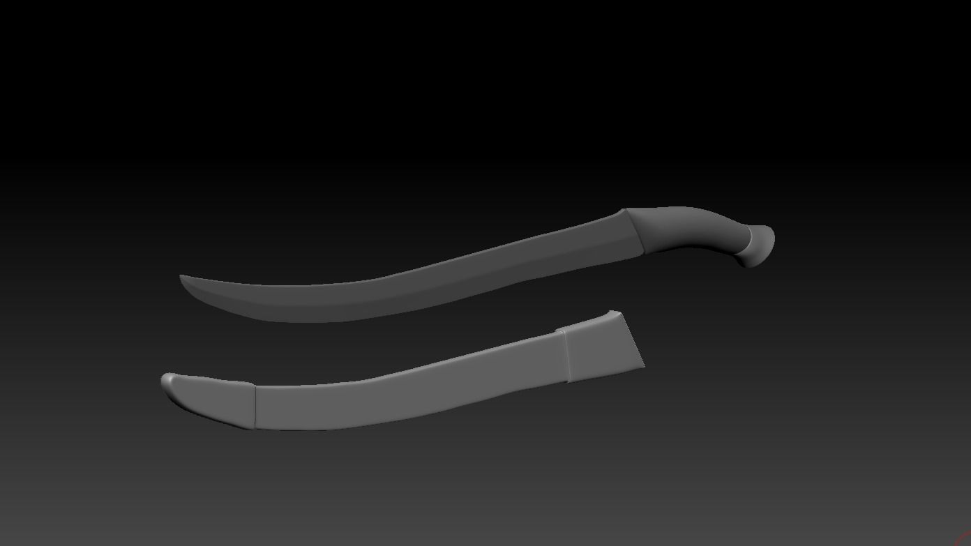 High-poly model Elf sword and scabbard 3D model_2