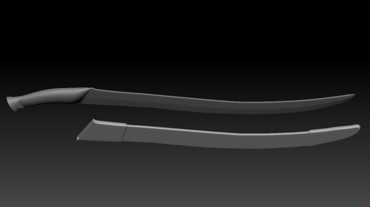 High-poly model Elf sword and scabbard 3D model_1
