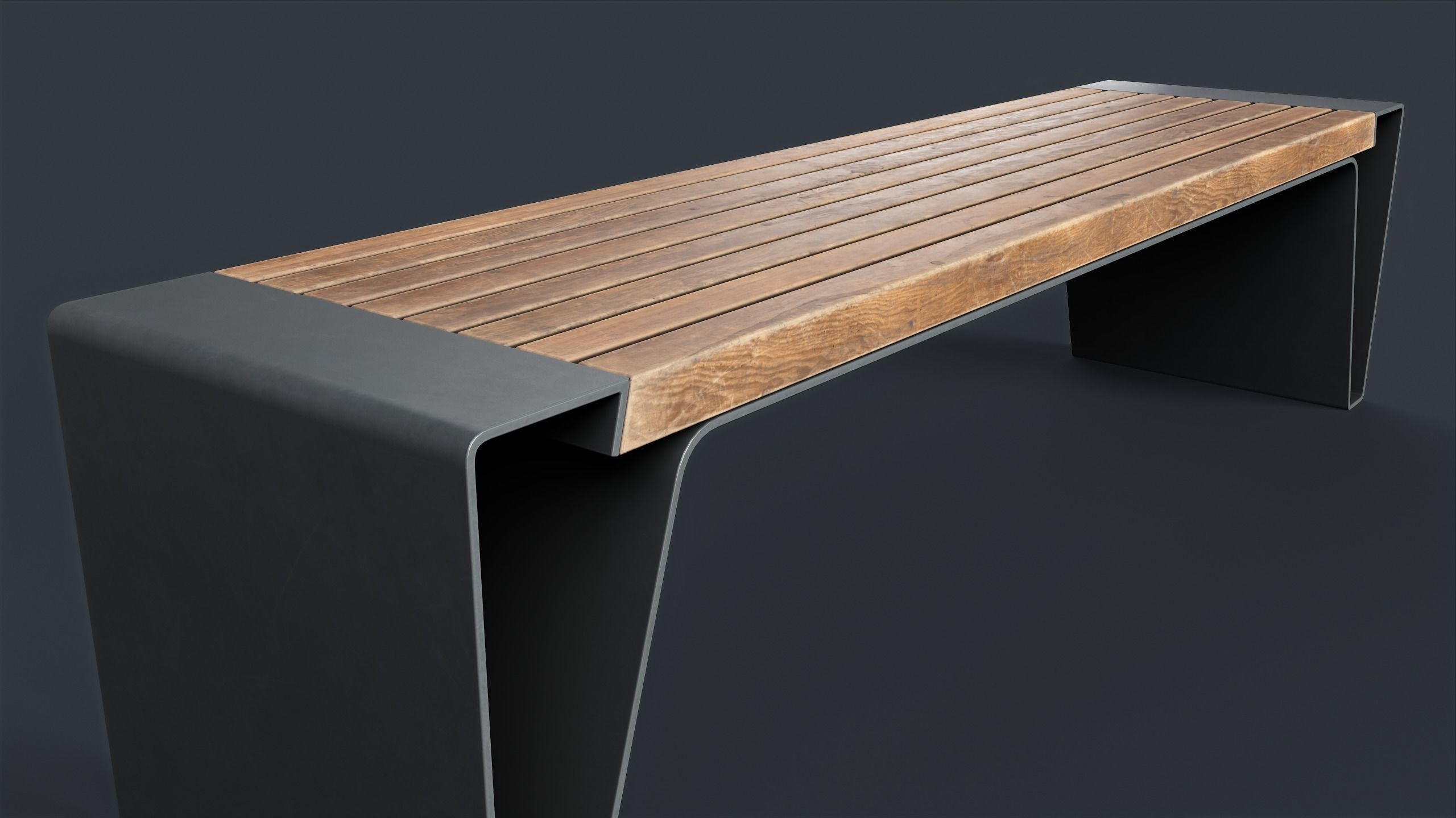 Modern Outdoor Bench 6 PBR Game Ready Low-poly 3D model_6