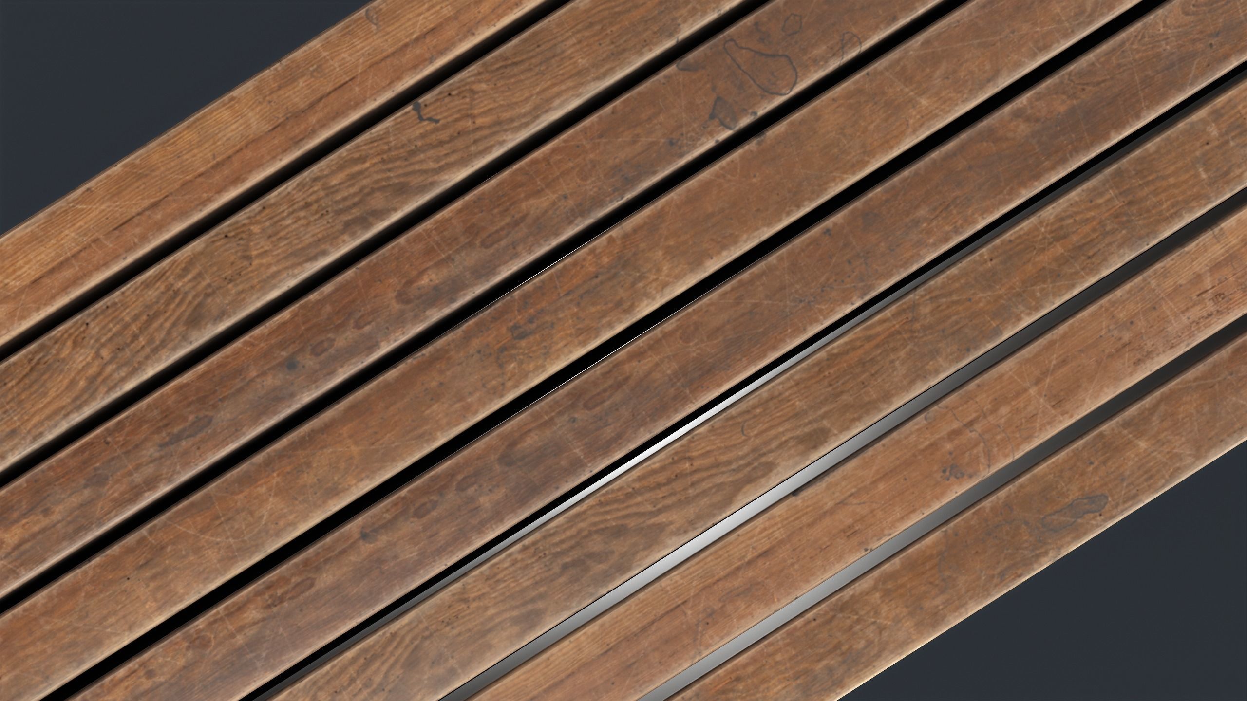 Modern Outdoor Bench 6 PBR Game Ready Low-poly 3D model_4