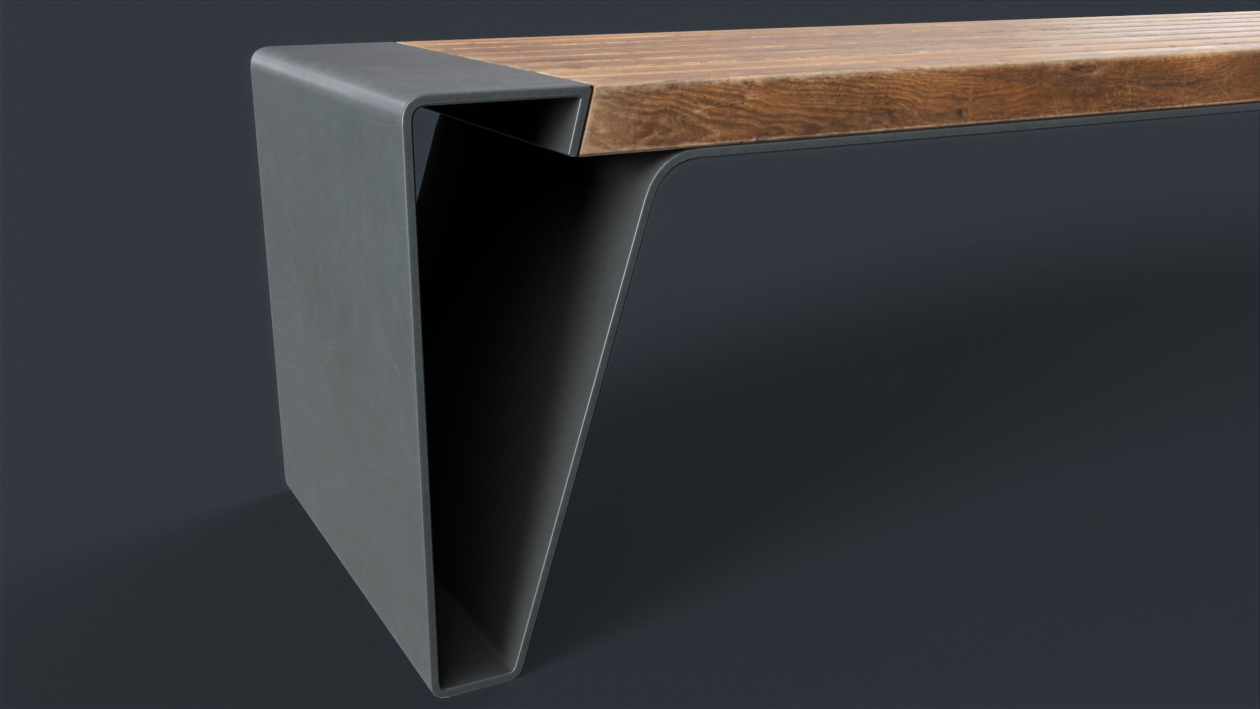 Modern Outdoor Bench 6 PBR Game Ready Low-poly 3D model_3