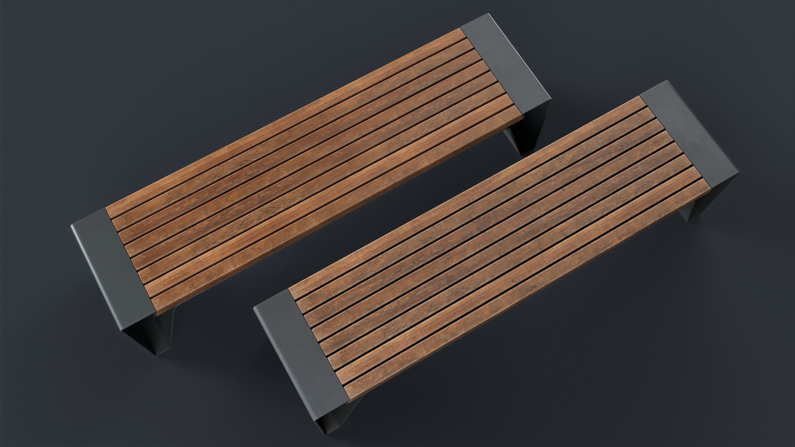 Modern Outdoor Bench 6 PBR Game Ready Low-poly 3D model_10