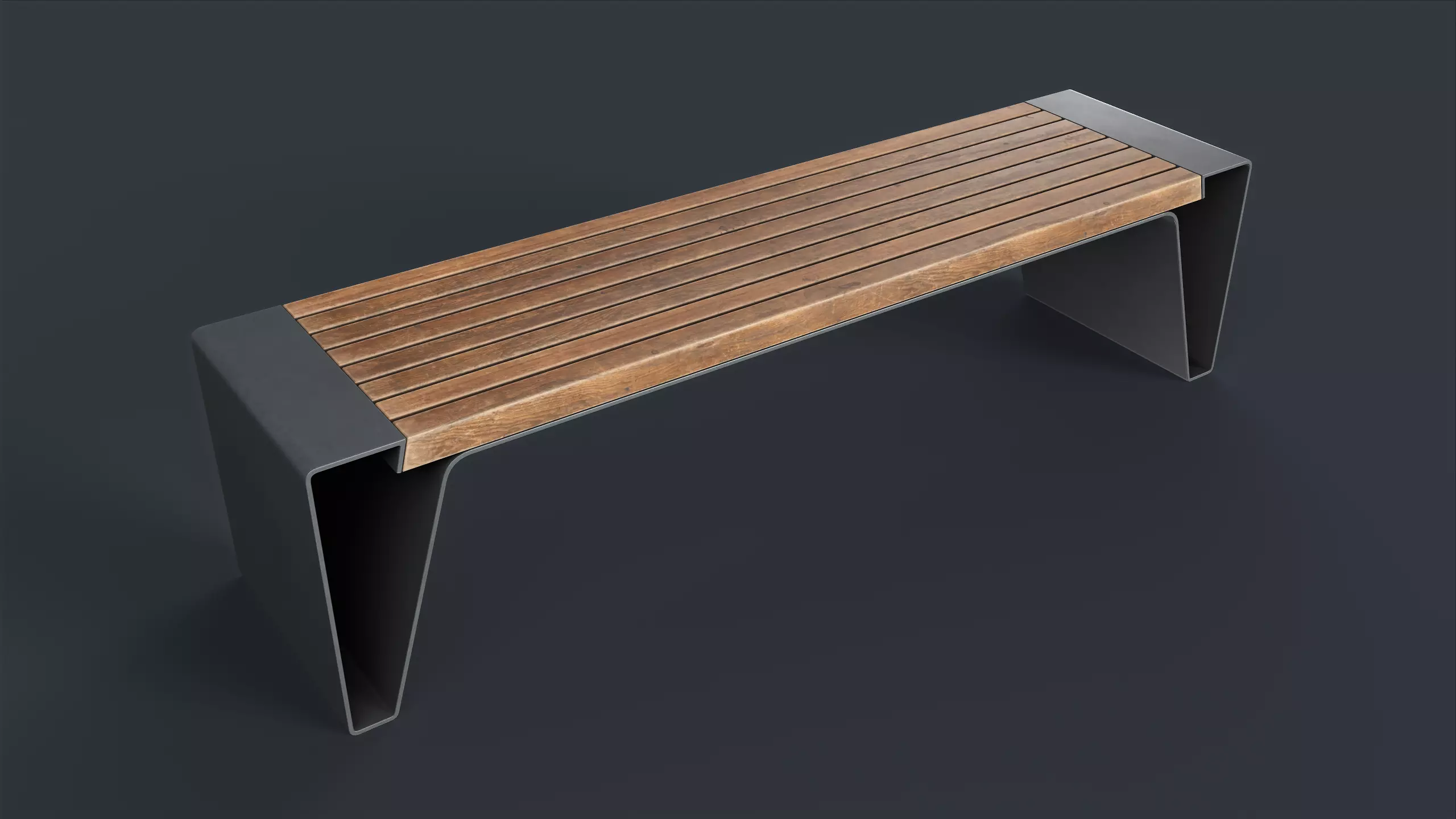Modern Outdoor Bench 6 PBR Game Ready Low-poly 3D model_0