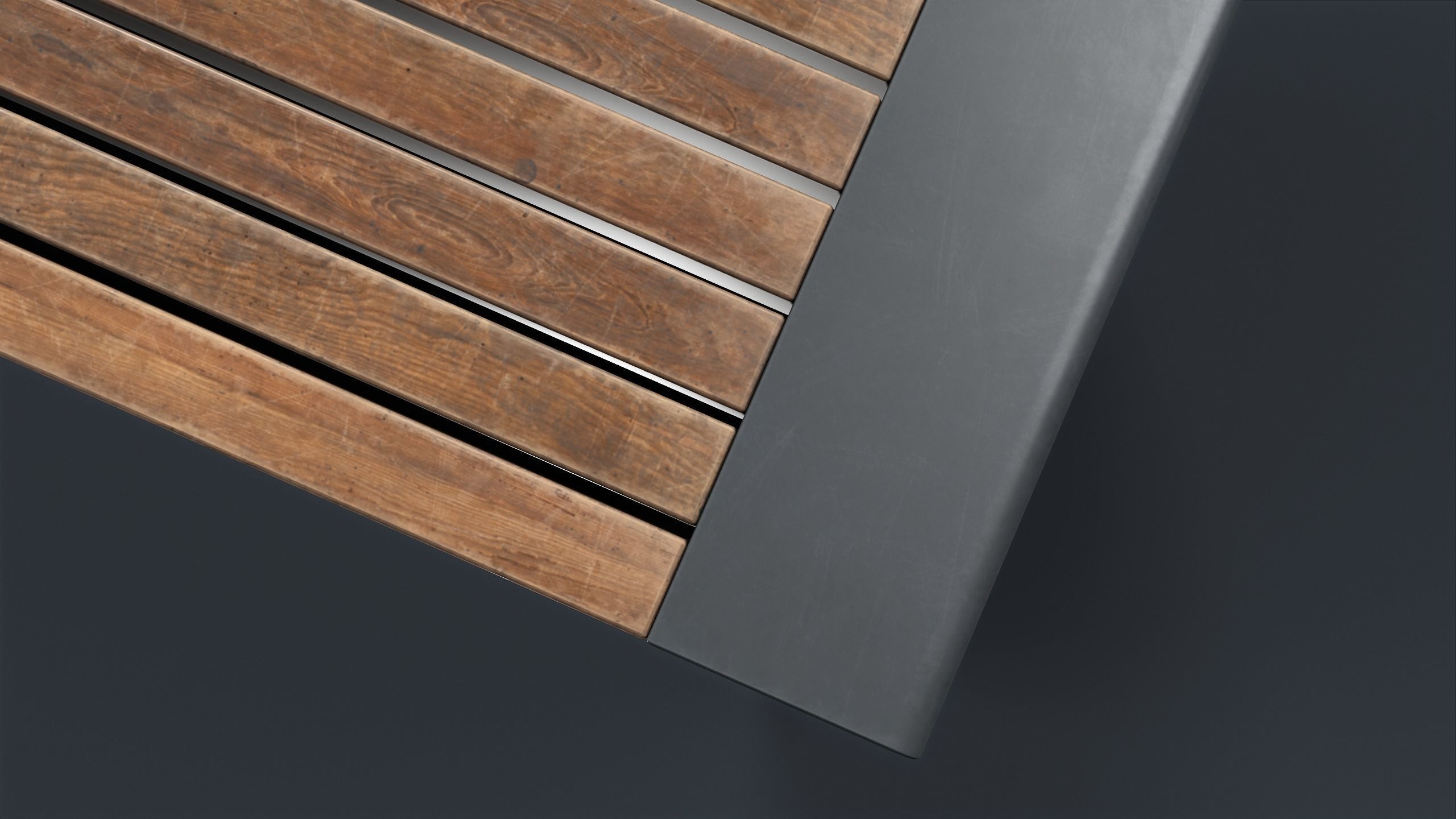 Modern Outdoor Bench 6 PBR Game Ready Low-poly 3D model_2