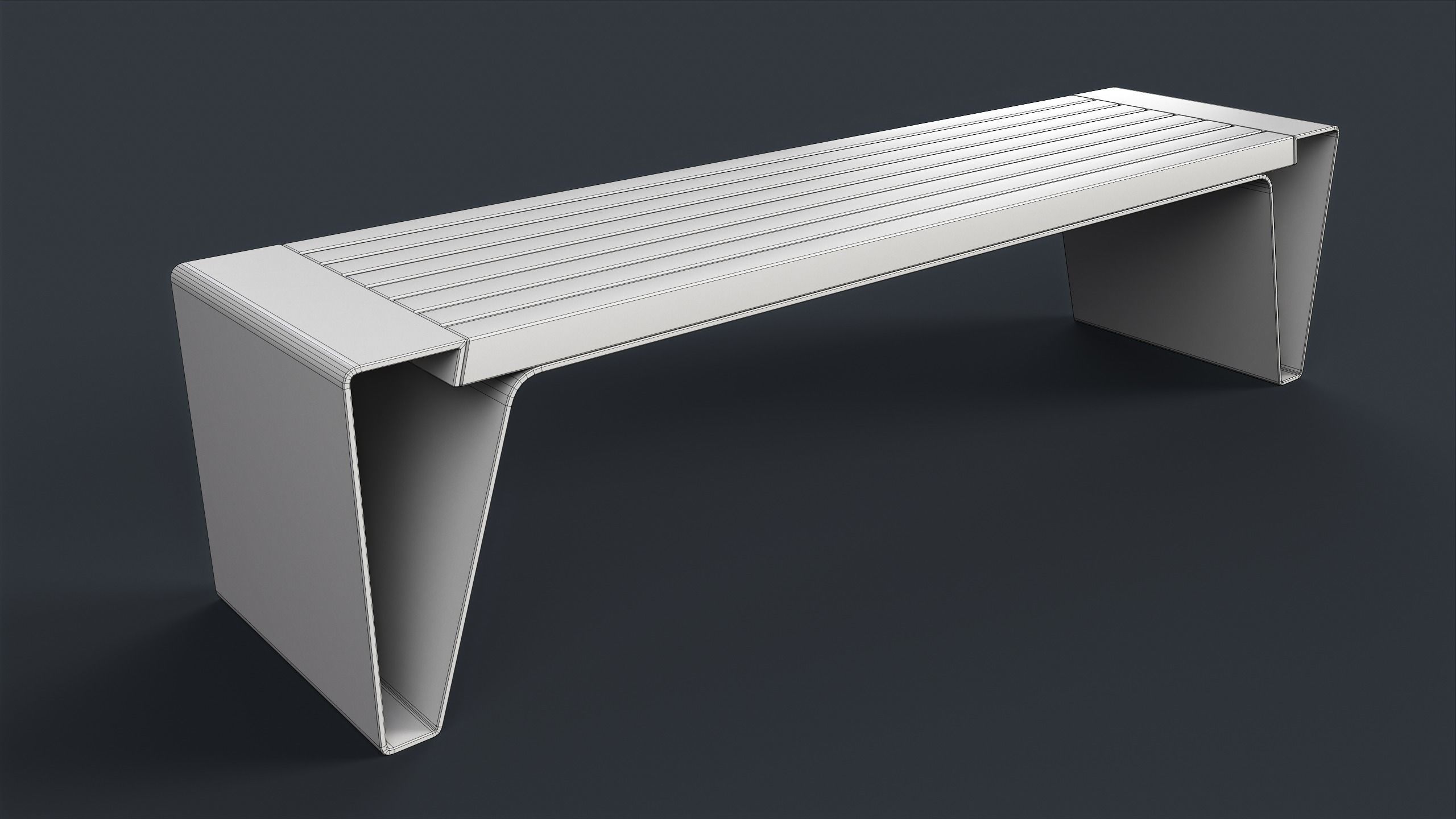 Modern Outdoor Bench 6 PBR Game Ready Low-poly 3D model_13