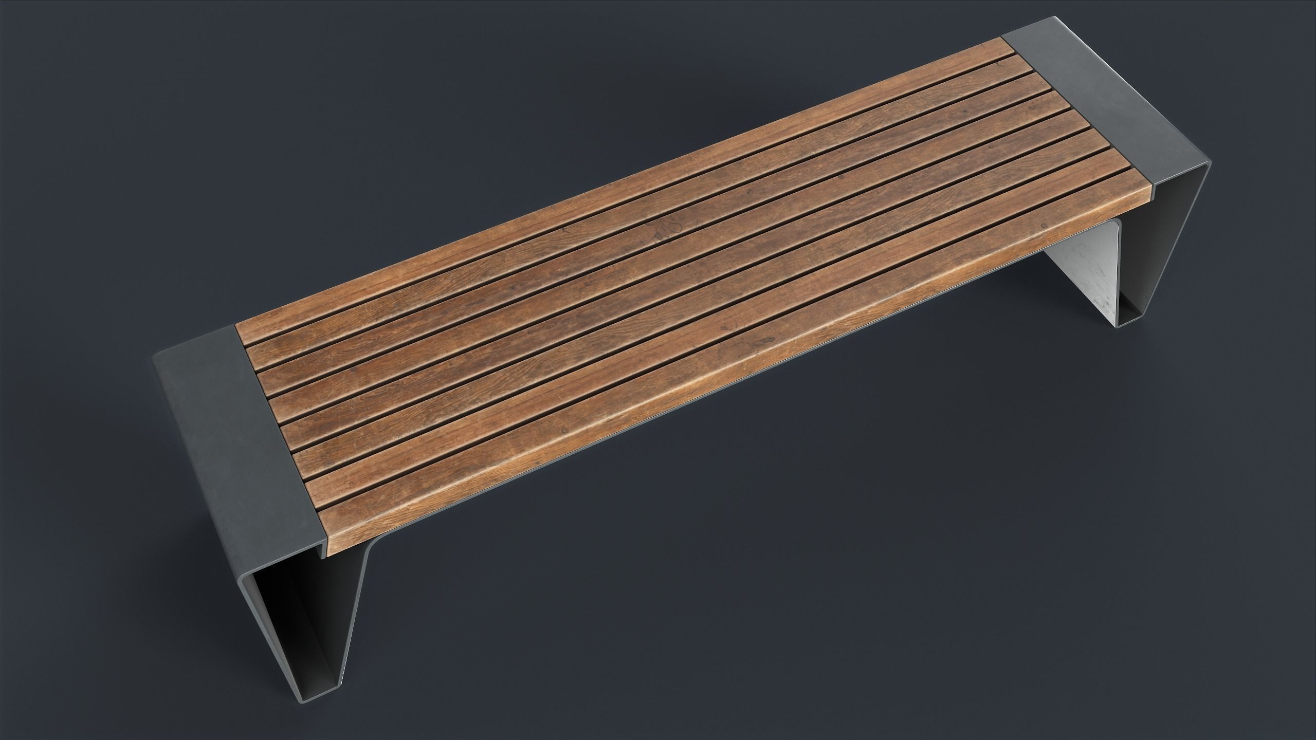 Modern Outdoor Bench 6 PBR Game Ready Low-poly 3D model_1