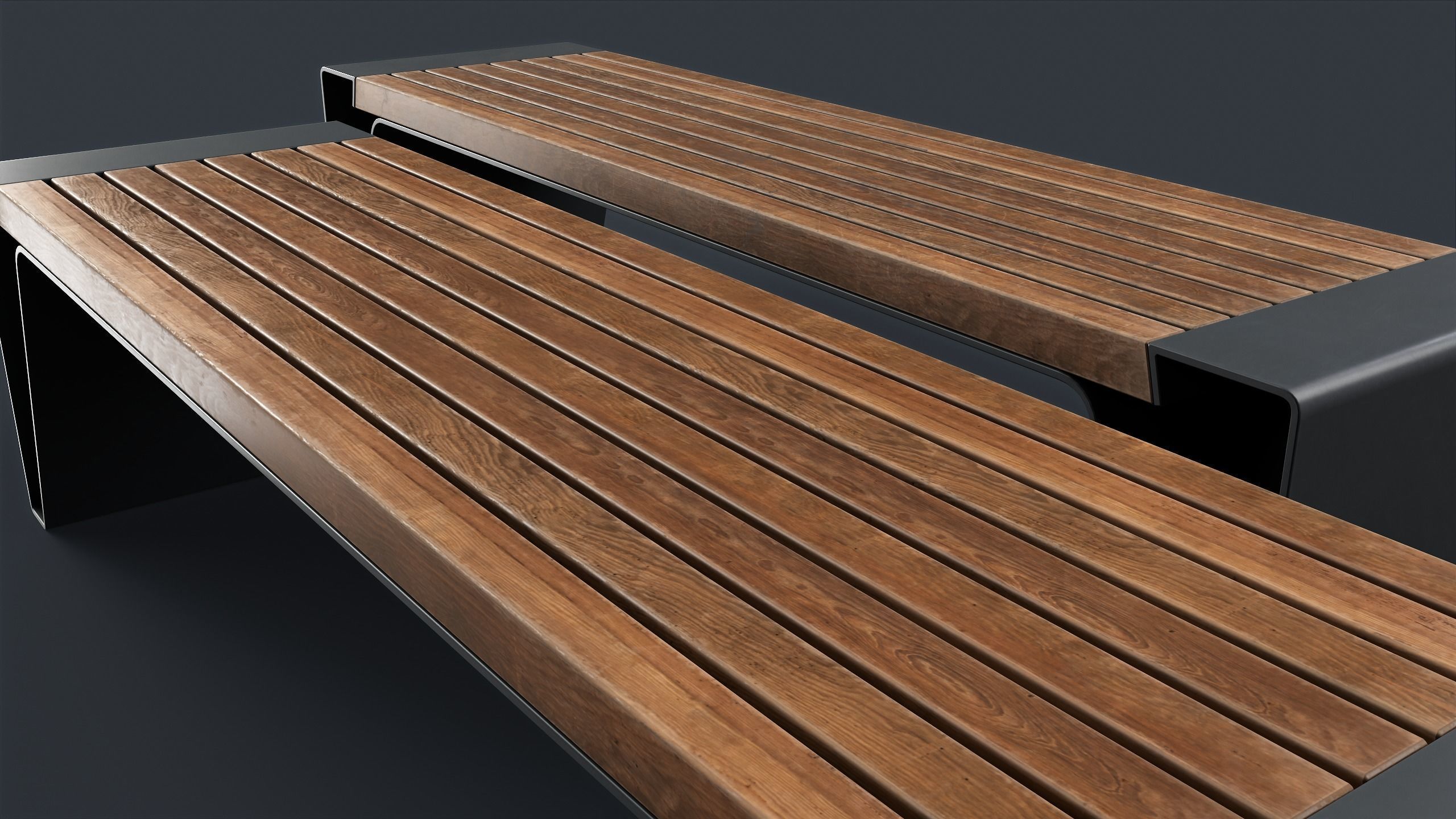 Modern Outdoor Bench 6 PBR Game Ready Low-poly 3D model_12