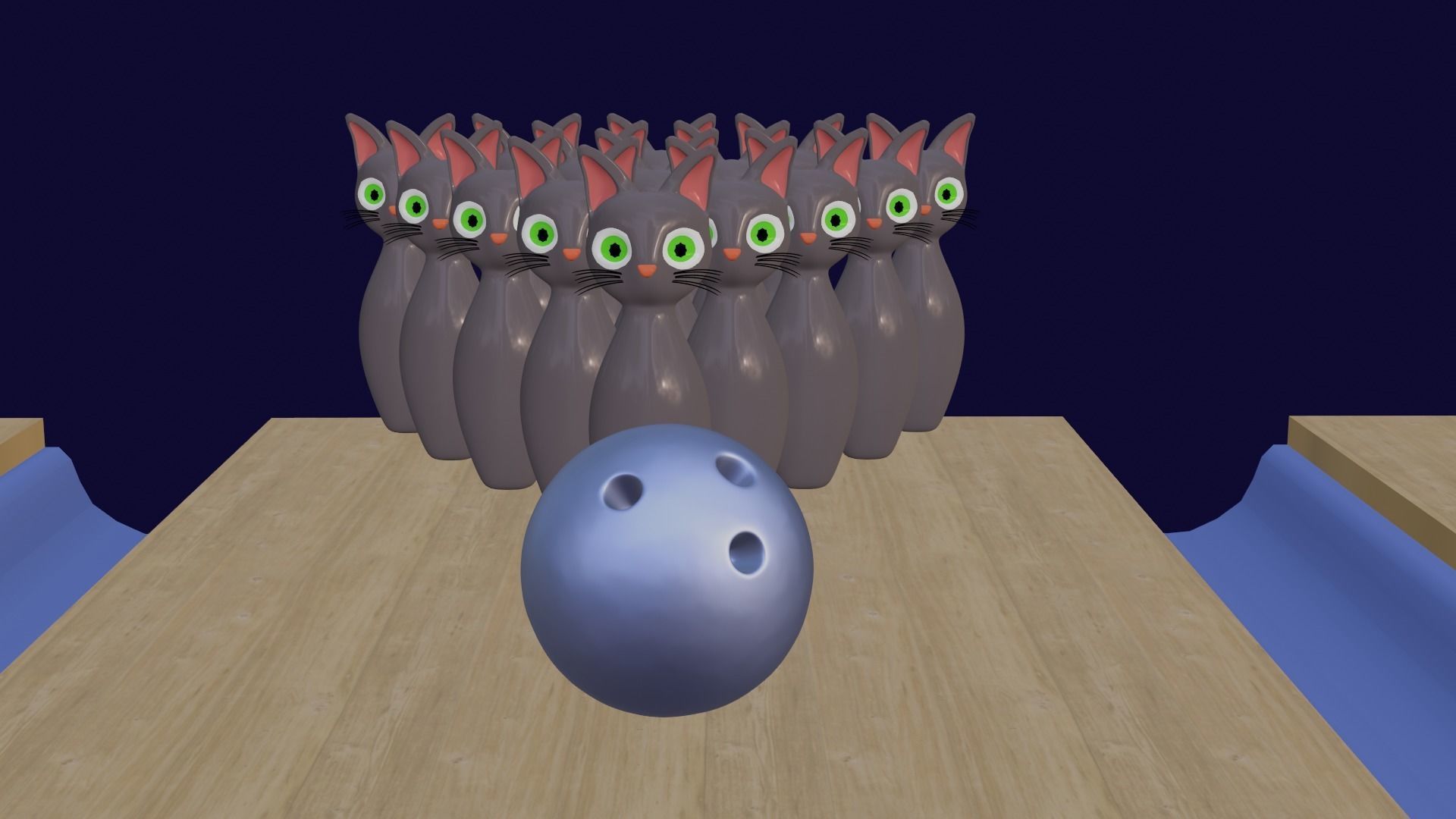HyperCasual Cat bowling pins and ball free VR / AR / lowpoly 3D model