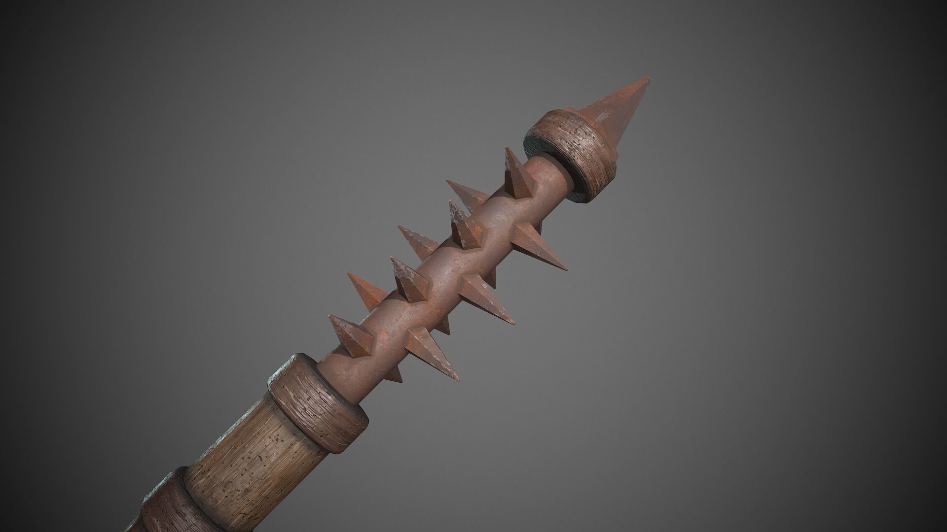 Spiked Melee Weapon Medieval Low-poly 3D model_7