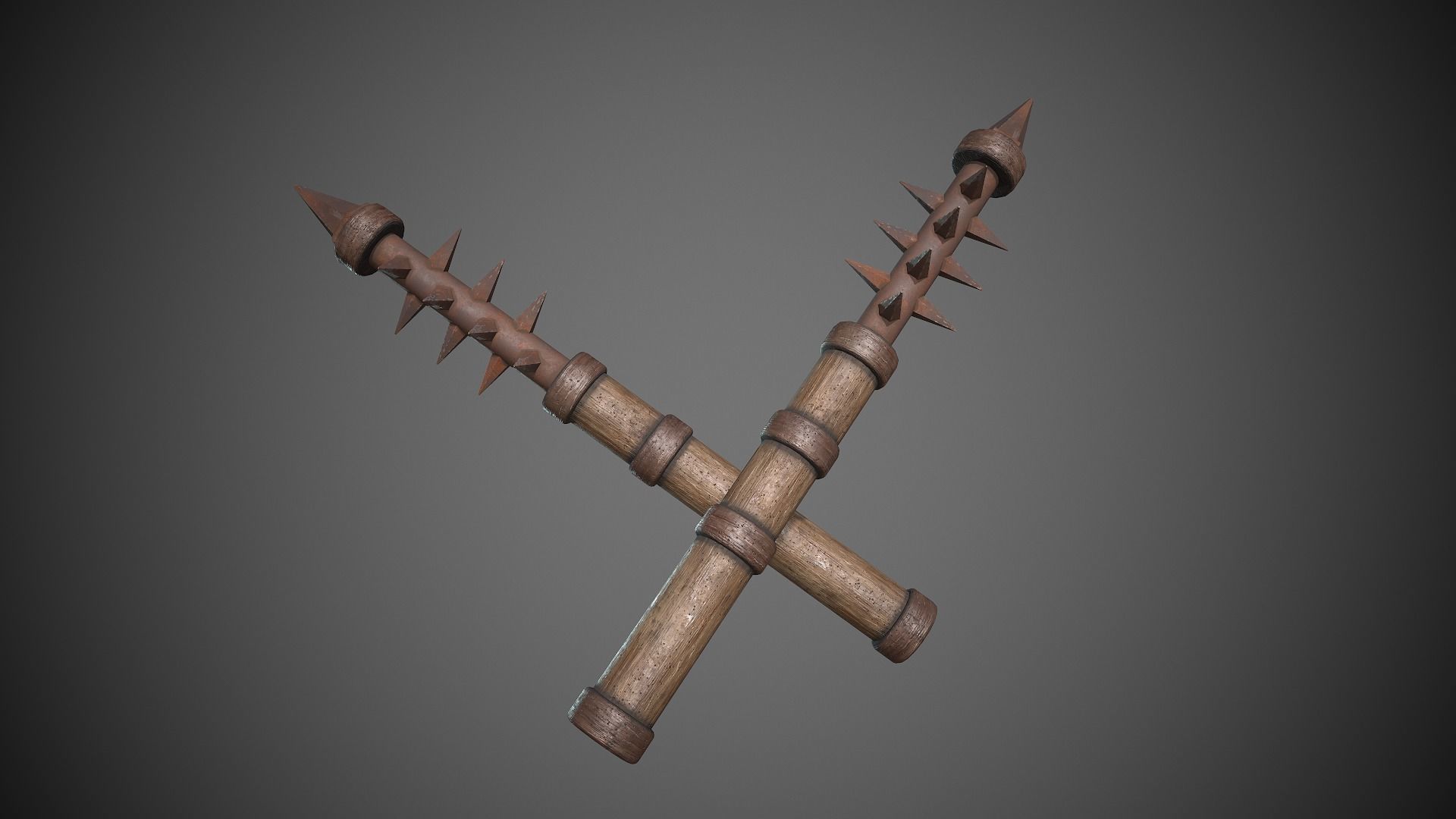 Spiked Melee Weapon Medieval Low-poly 3D model_3