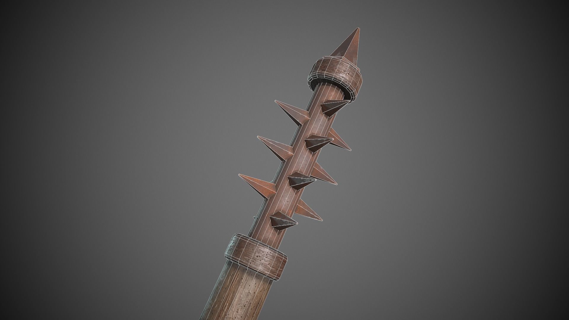 Spiked Melee Weapon Medieval Low-poly 3D model_5