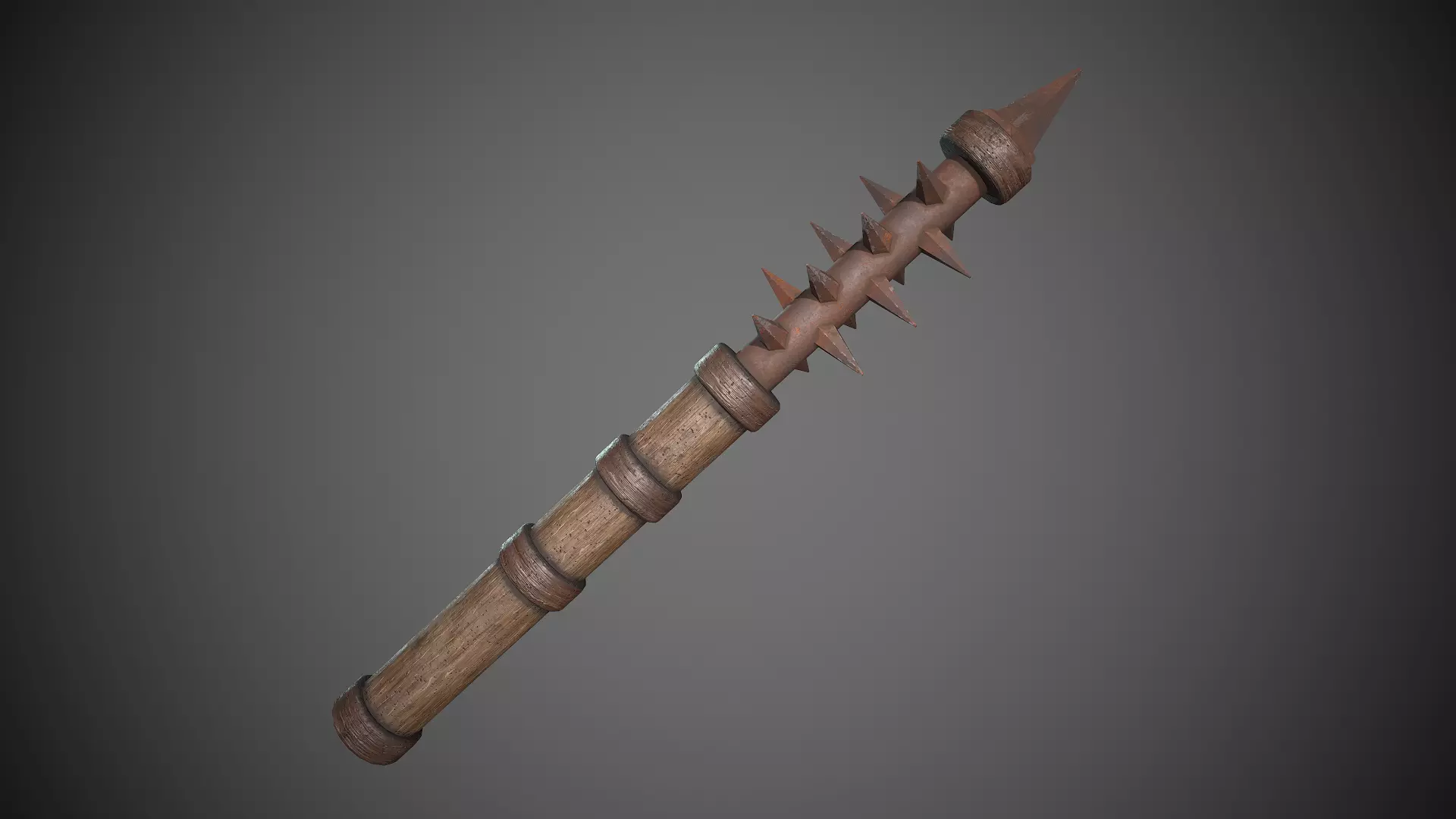 Spiked Melee Weapon Medieval Low-poly 3D model_0