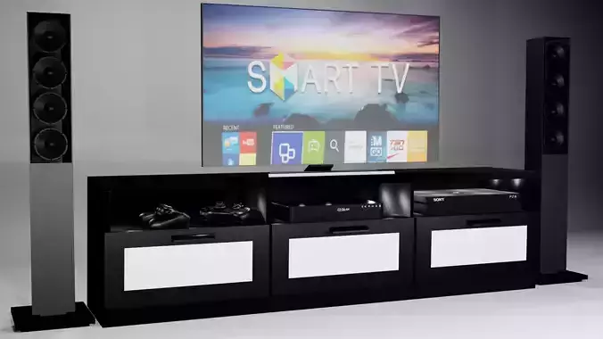 Samsung TV  Smart 3D model with all devices Free 3D model