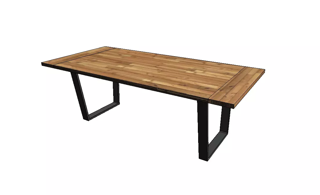 Modern Wood Dining Table Free 3D model_0