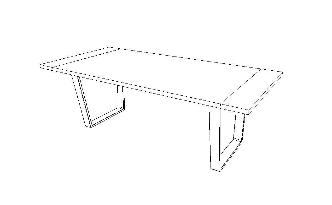 Modern Wood Dining Table Free 3D model_1