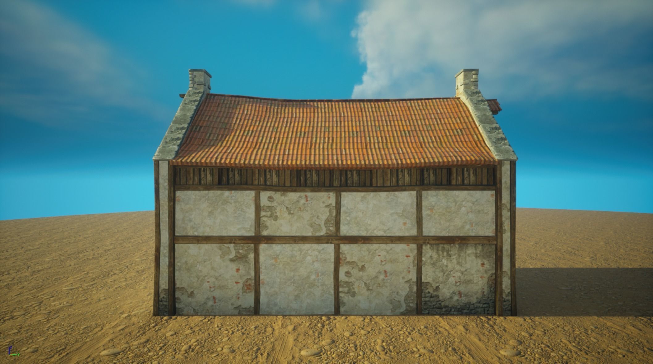 Medieval old House1-interior and exterior design Low-poly 3D model_6