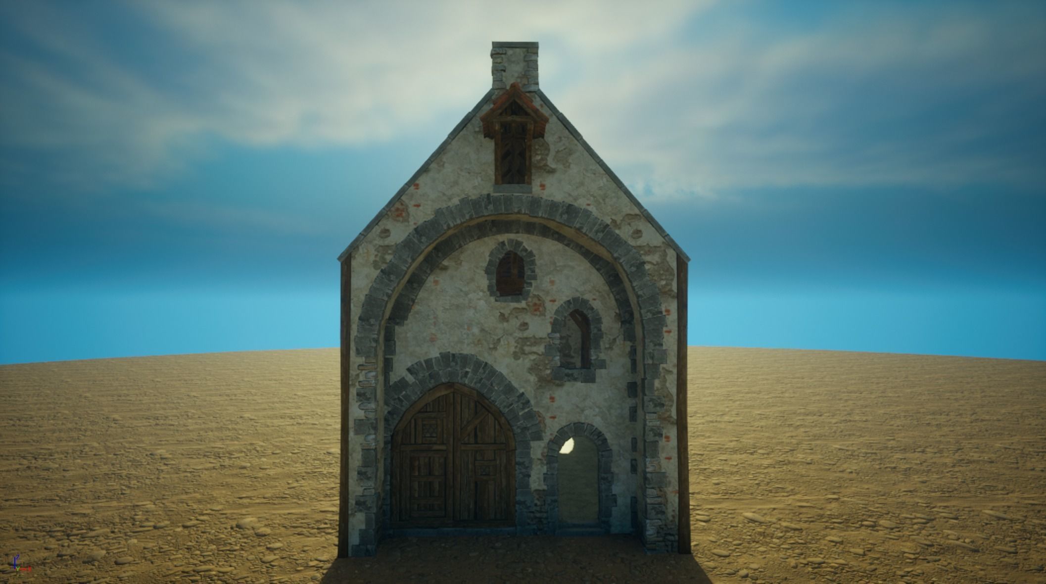 Medieval old House1-interior and exterior design Low-poly 3D model_2