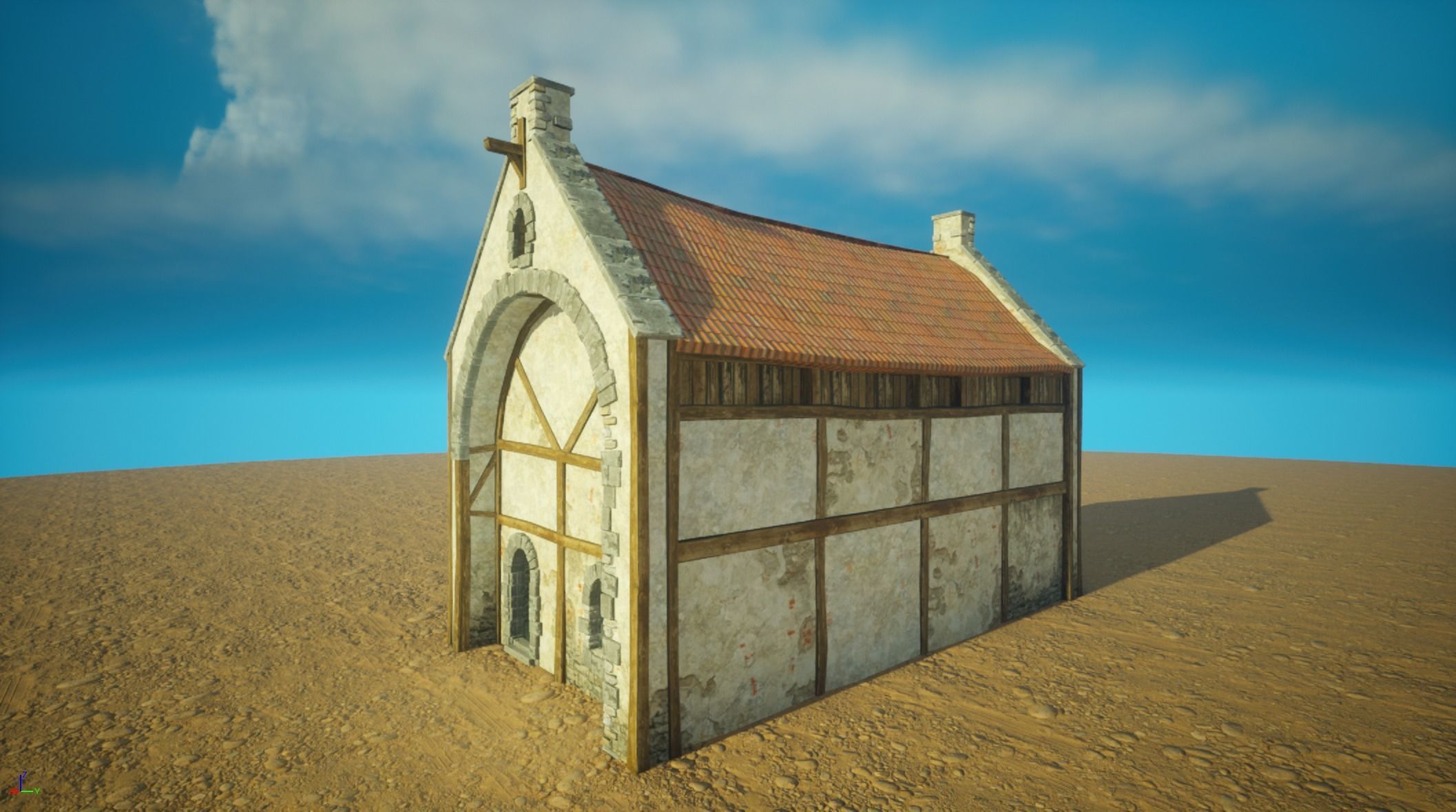 Medieval old House1-interior and exterior design Low-poly 3D model_5