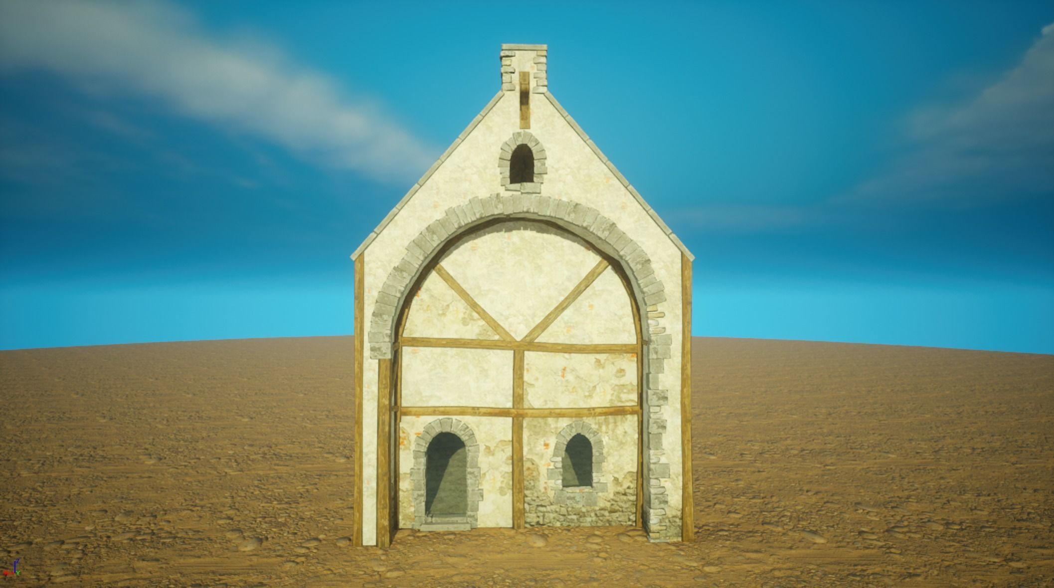Medieval old House1-interior and exterior design Low-poly 3D model_4