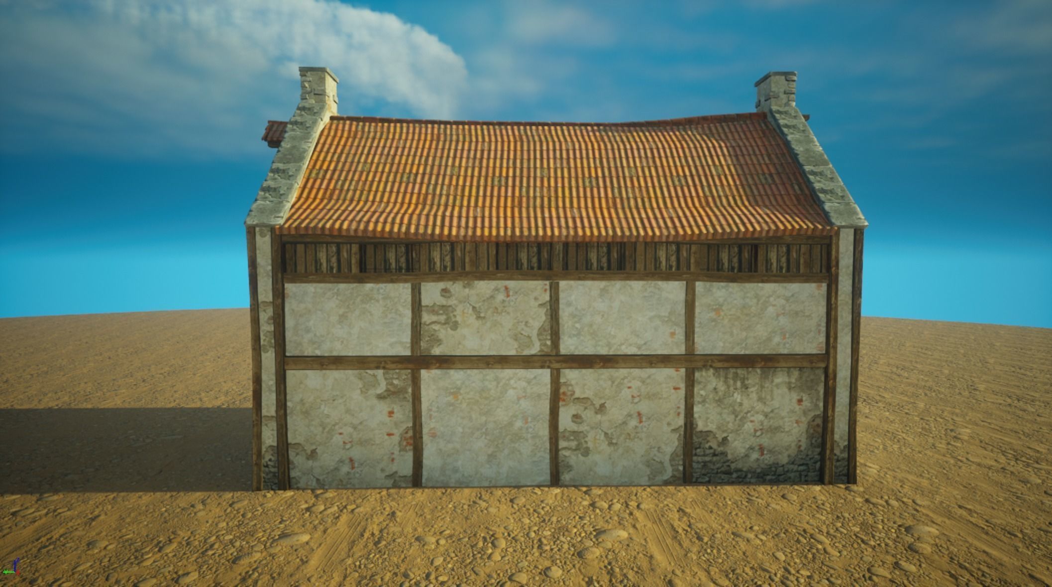 Medieval old House1-interior and exterior design Low-poly 3D model_3