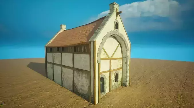 Medieval old House1-interior and exterior design Low-poly 3D model