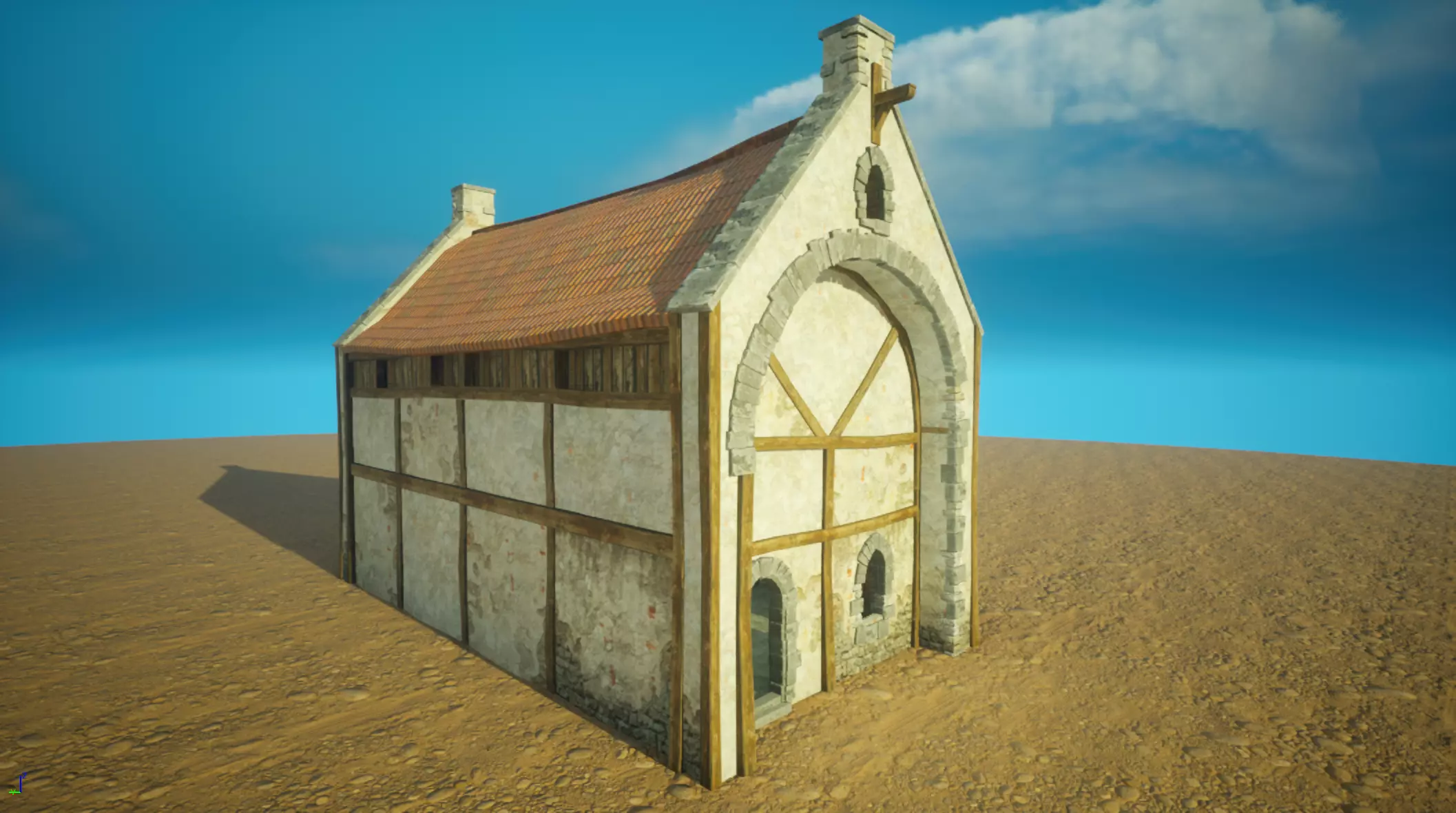 Medieval old House1-interior and exterior design Low-poly 3D model_0